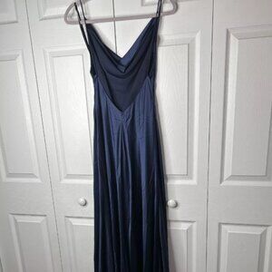 Vintage Ralph Lauren Navy Blue 100% Silk Maxi Dress Size 6
